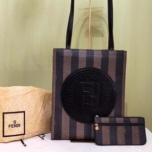 Fendi Beautiful Large Pequin Striped Tote